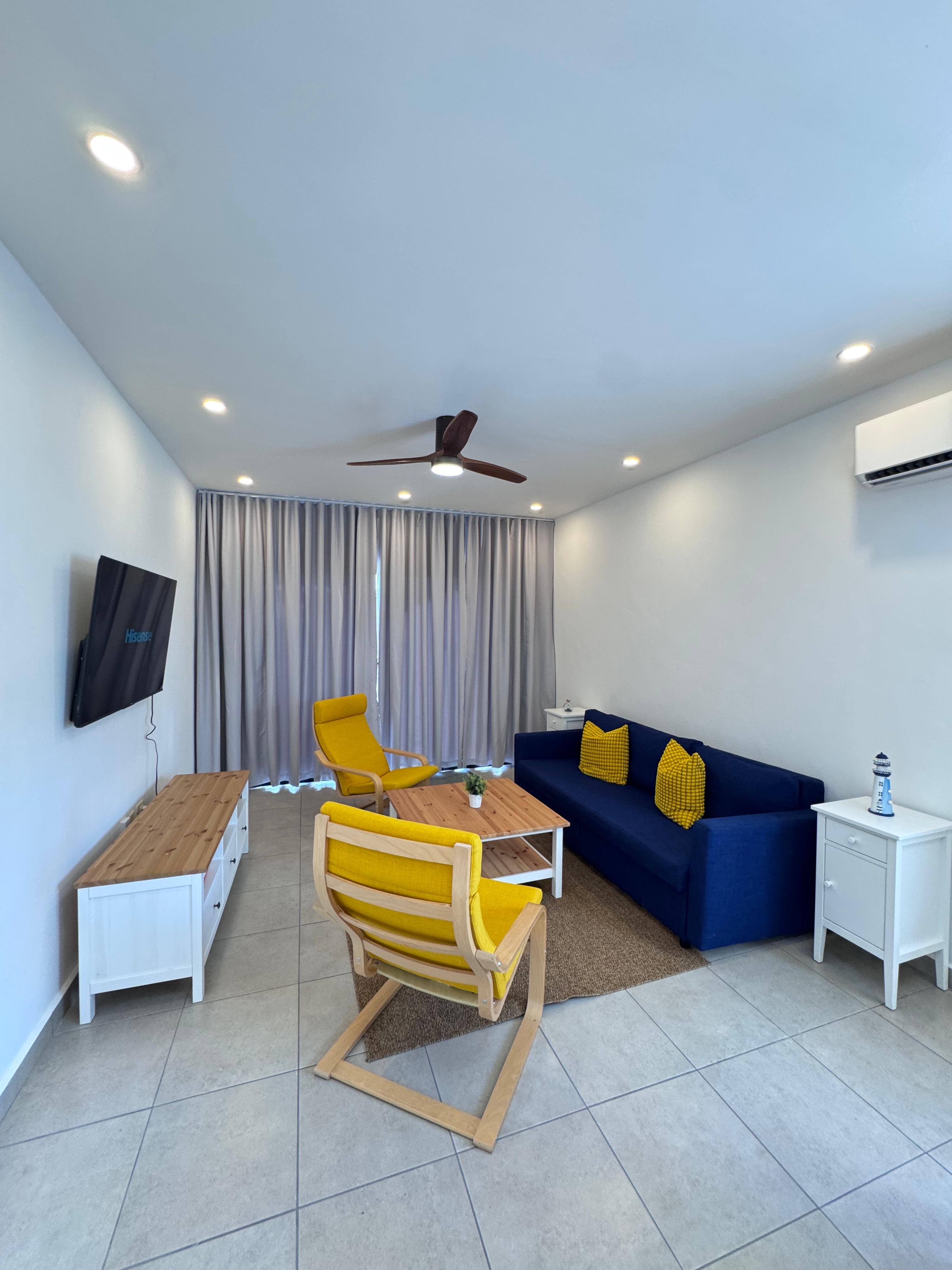 Living Lounge with Curtains